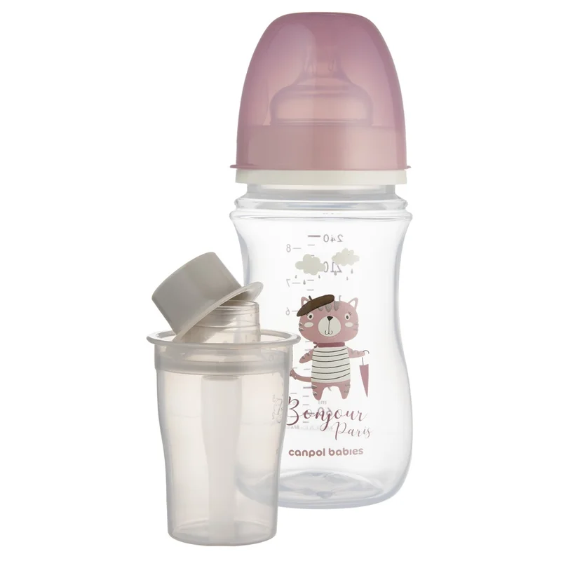  Butelka szeroka antykolkowa Canpol babies 240 ml PP EasyStart BONJOUR PARIS różowa