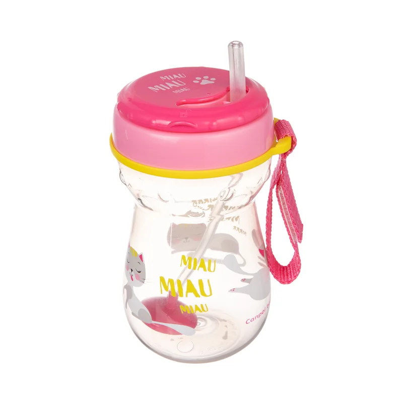 Canpol babies Bidon ze składaną rurką silikonową z odważnikiem 350ml KOTEK