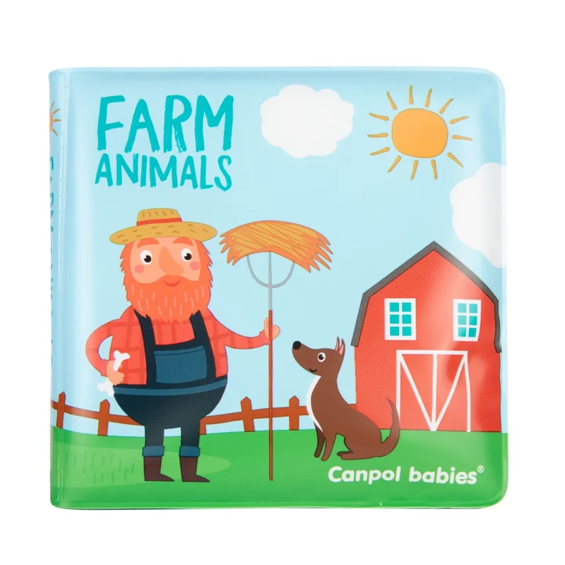 Canpol babies Miękka książeczka kąpielowa z piszczkiem FARM ANIMALS