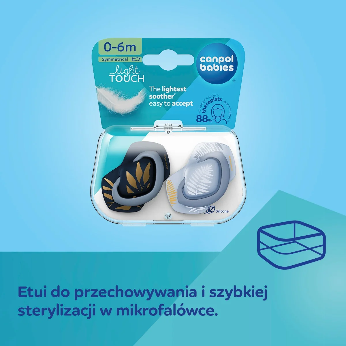 Canpol babies Smoczek silikonowy Light touch 6-18m symetryczny GOLD 2 szt. różowy