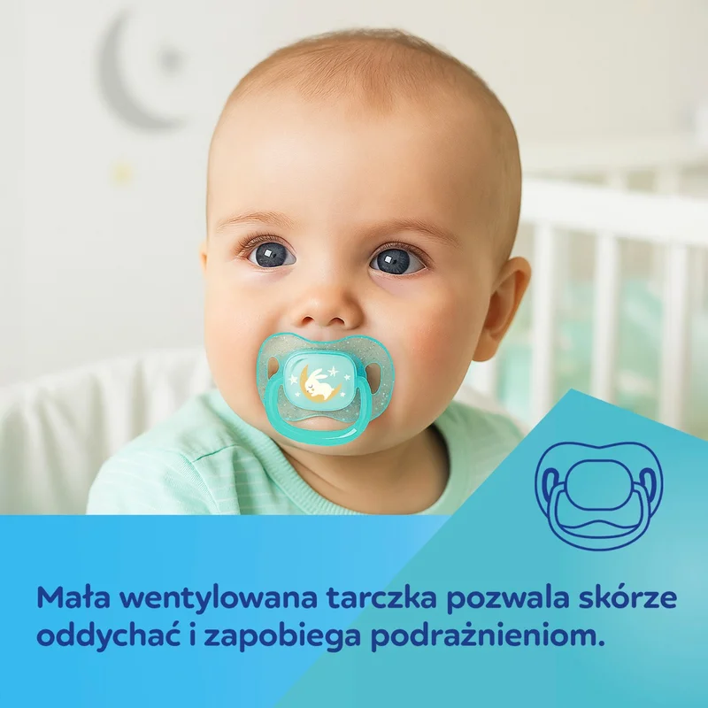 Canpol babies Smoczek uspokajający silikonowy symetryczny 0-6m NightGlow 2szt róż​