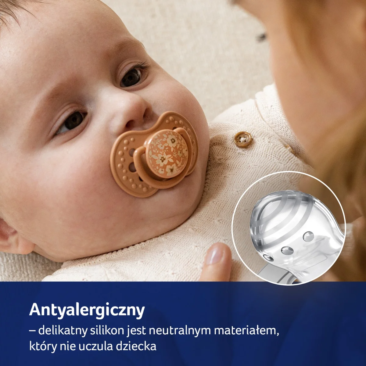 Smoczek silikonowy dynamiczny LOVI 18m+ 2 szt. Blossom Ivory