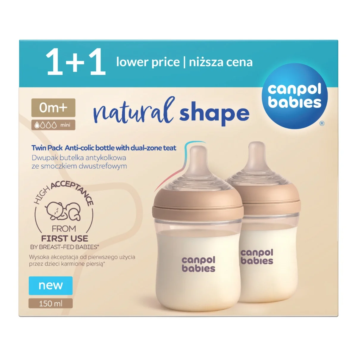 Canpol babies Dwupak Butelka Natural Shape 150 ml