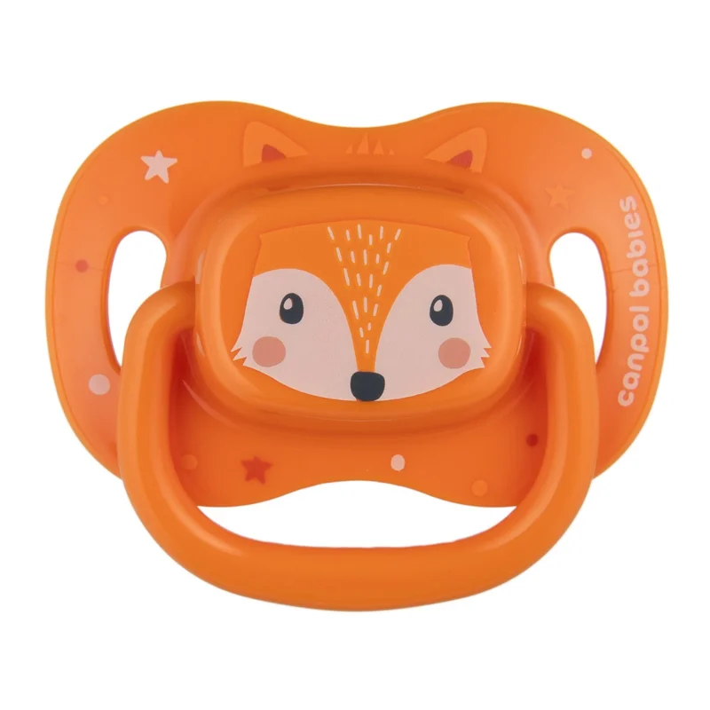 Canpol babies Smoczek usp. silikonowy 6-18m symetryczny CUTE ANIMALS pomarańczowy