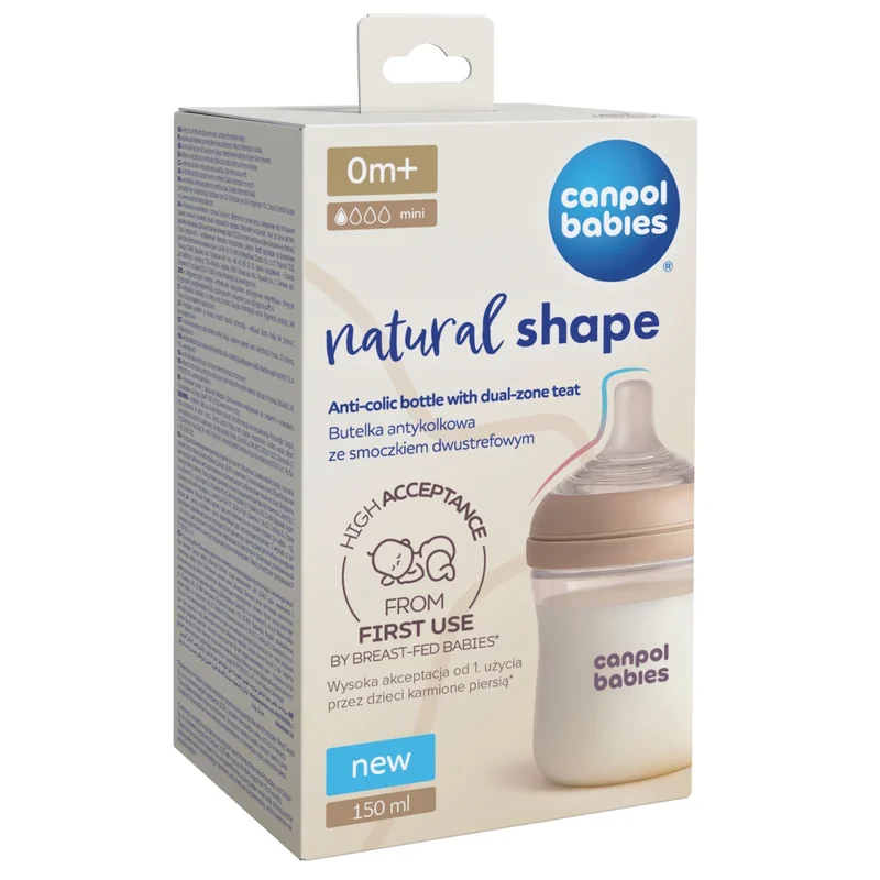 Canpol babies Butelka Natural Shape ze smoczkiem dwustrefowym 150 ml