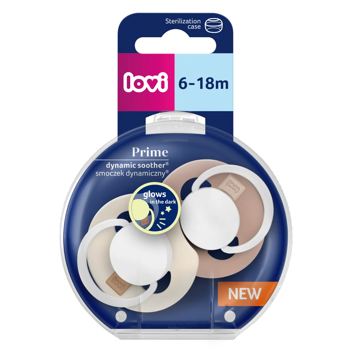 Smoczek silikonowy dynamiczny LOVI Prime 6-18m 2 szt Ivory Glow/Blush Glow​