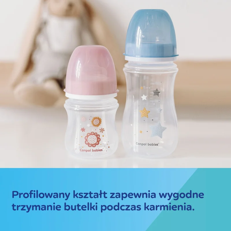Butelka szeroka antykolkowa Canpol babies 120ml PP EasyStart NEWBORN BABY różowa