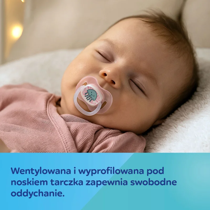 Canpol babies smoczek uspokajający silikon 0-6m okrągły Love&Sea różowy