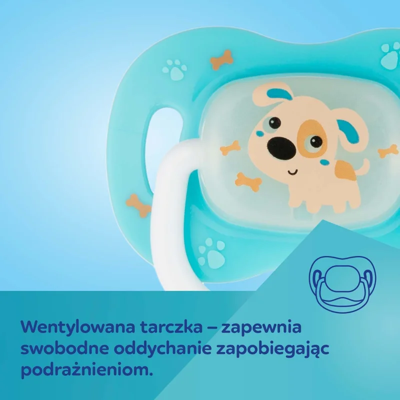 Canpol babies smoczek uspokajający silikon 0-6m symetryczny BUNNY&COMPANY niebieski