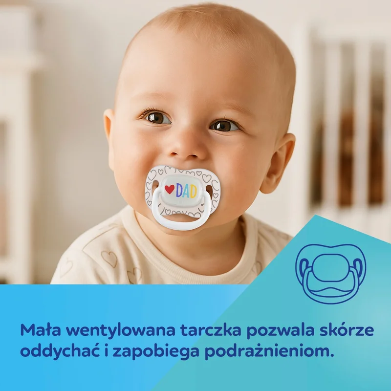Canpol babies Smoczek uspokajający silikonowy symetryczny 6-18m LoveMum&Dad 2szt