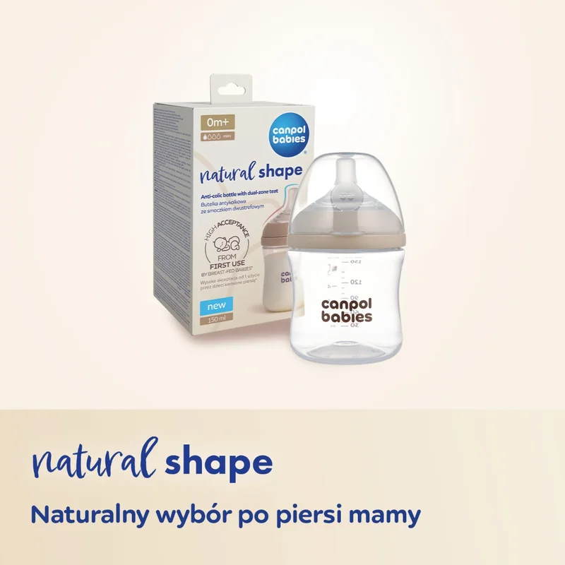 Canpol babies Butelka Natural Shape ze smoczkiem dwustrefowym 150 ml
