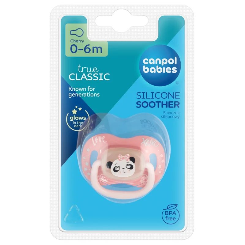 Canpol babies Smoczek uspokajający silikonowy 0-6m okrągły EXOTIC ANIMALS panda
