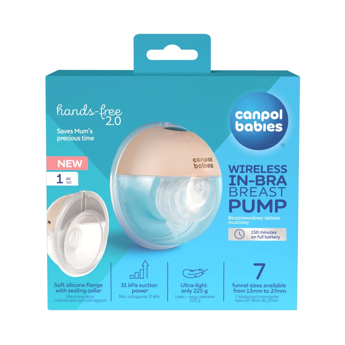 Canpol babies Bezprzewodowy laktator muszlowy Hands-Free 2.0