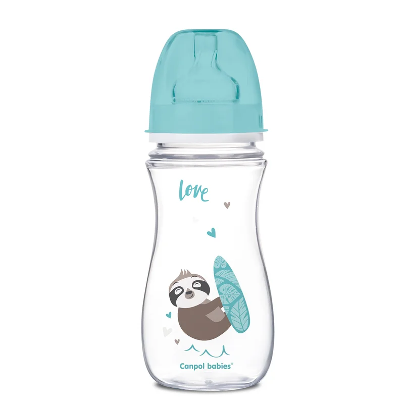 Butelka szeroka antykolkowa Canpol babies 300 ml PP EasyStart EXOTIC ANIMALS niebieska