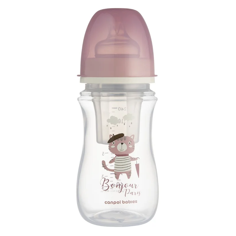  Butelka szeroka antykolkowa Canpol babies 240 ml PP EasyStart BONJOUR PARIS różowa