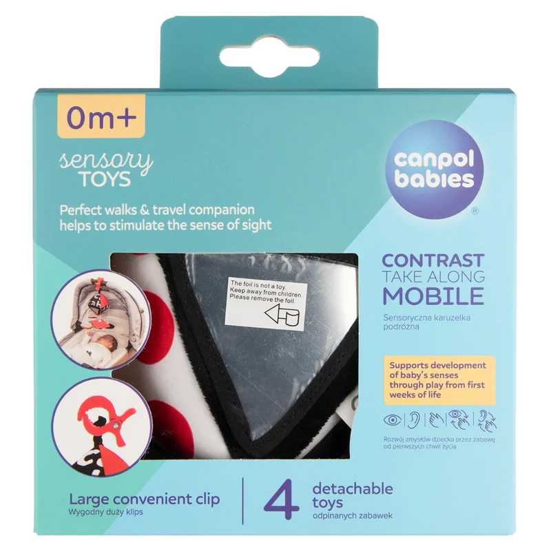 Canpol babies kontrastowa karuzelka podróżna do wózka/fotelika SENSORY TOYS