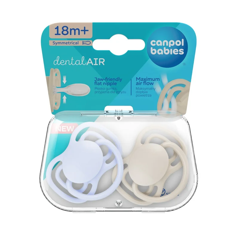 Canpol babies Smoczek silikonowy 18m+ symetryczny DENTAL AIR  2 szt. nieb.