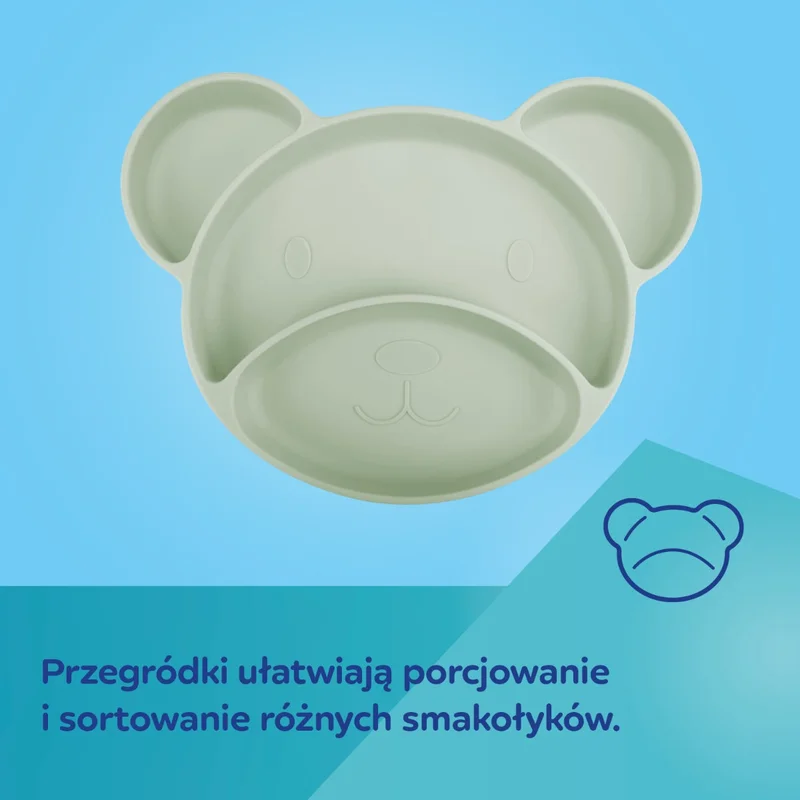 Silikonowy trójdzielny talerzyk Canpol babies z przyssawką MIŚ