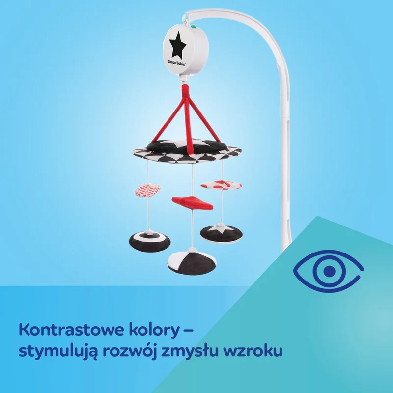 Canpol babies kontrastowa karuzela pluszowa z pozytywką SENSORY TOYS