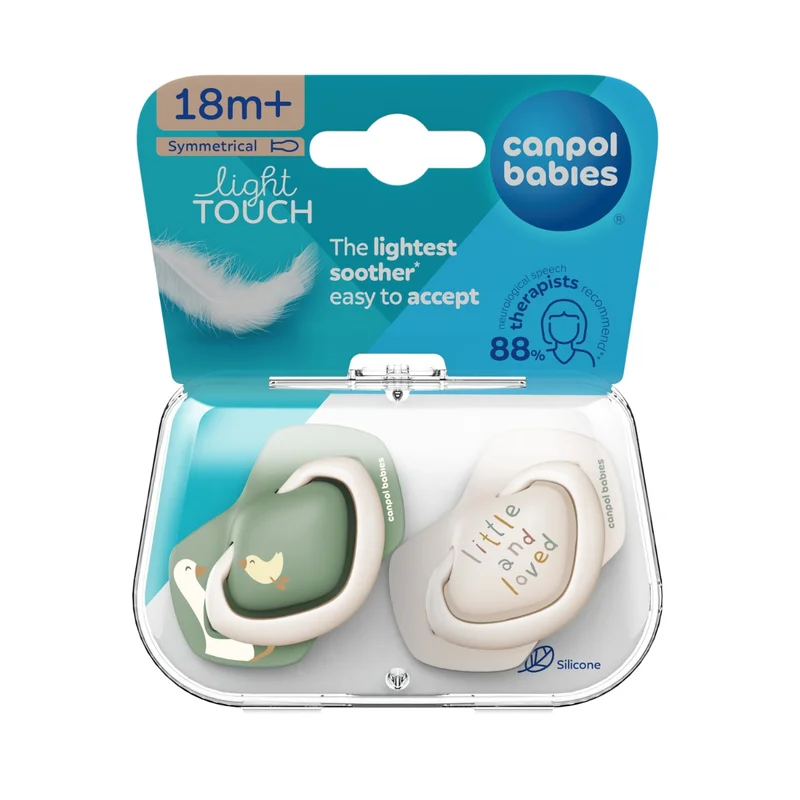 Canpol babies Smoczek silikonowy Light touch 18m+ symetryczny GOOSE 2 szt.