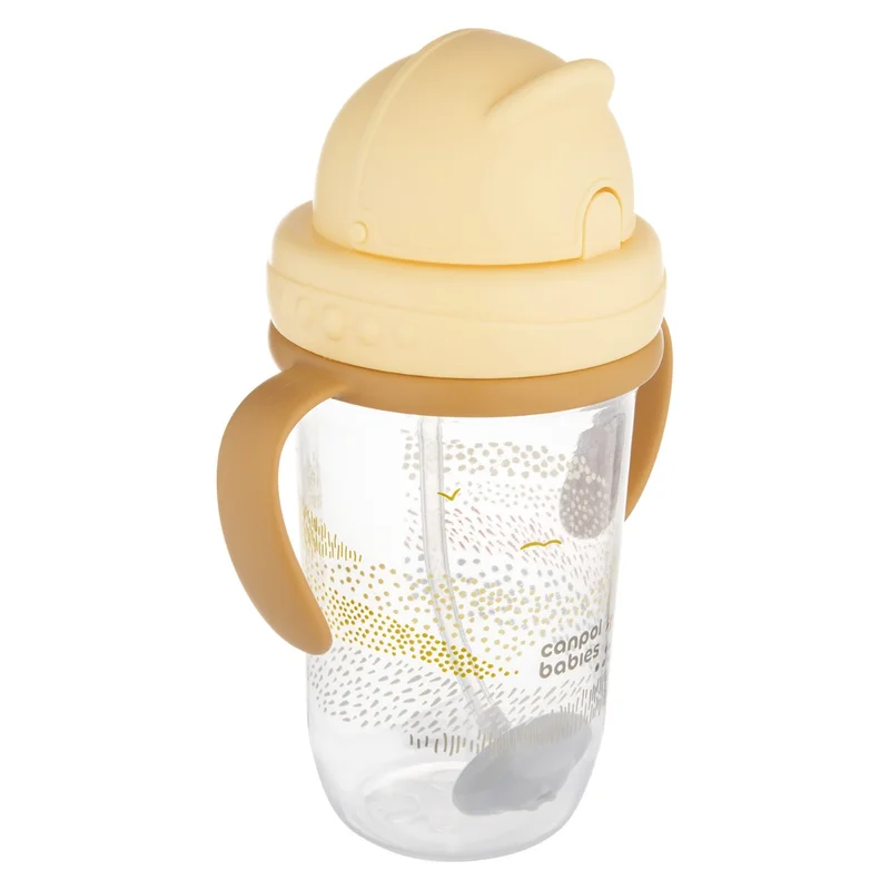 Canpol babies Kubek niekapek z rurką i odważnikiem 270 ml MOUNTAINS żółty​