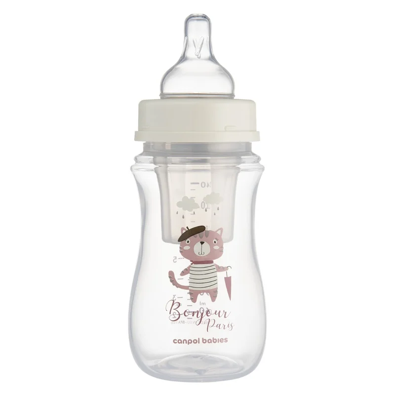  Butelka szeroka antykolkowa Canpol babies 240 ml PP EasyStart BONJOUR PARIS różowa