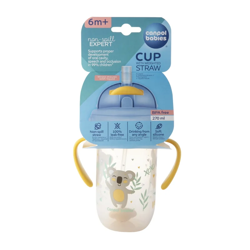 Kubek niekapek z rurką i odważnikiem Canpol babies 270 ml EXOTIC ANIMALS