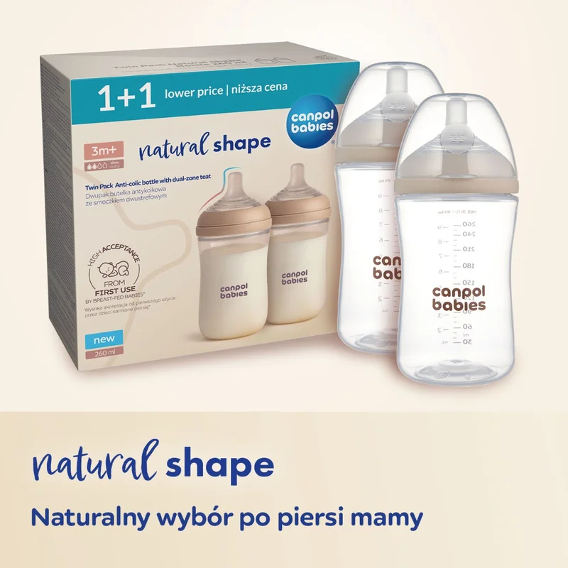 Canpol babies Dwupak Butelka Natural Shape 260 ml