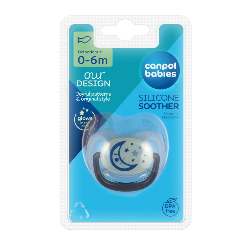 Canpol babies Smoczek usp. silikon 0-6m anatomiczny NIGHT DREAMS nieb.