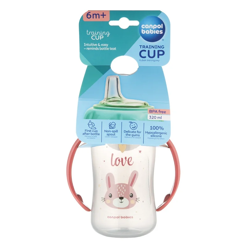 Canpol babies Kubek treningowy z miękkim ustnikiem 320ml CUTE ANIMALS