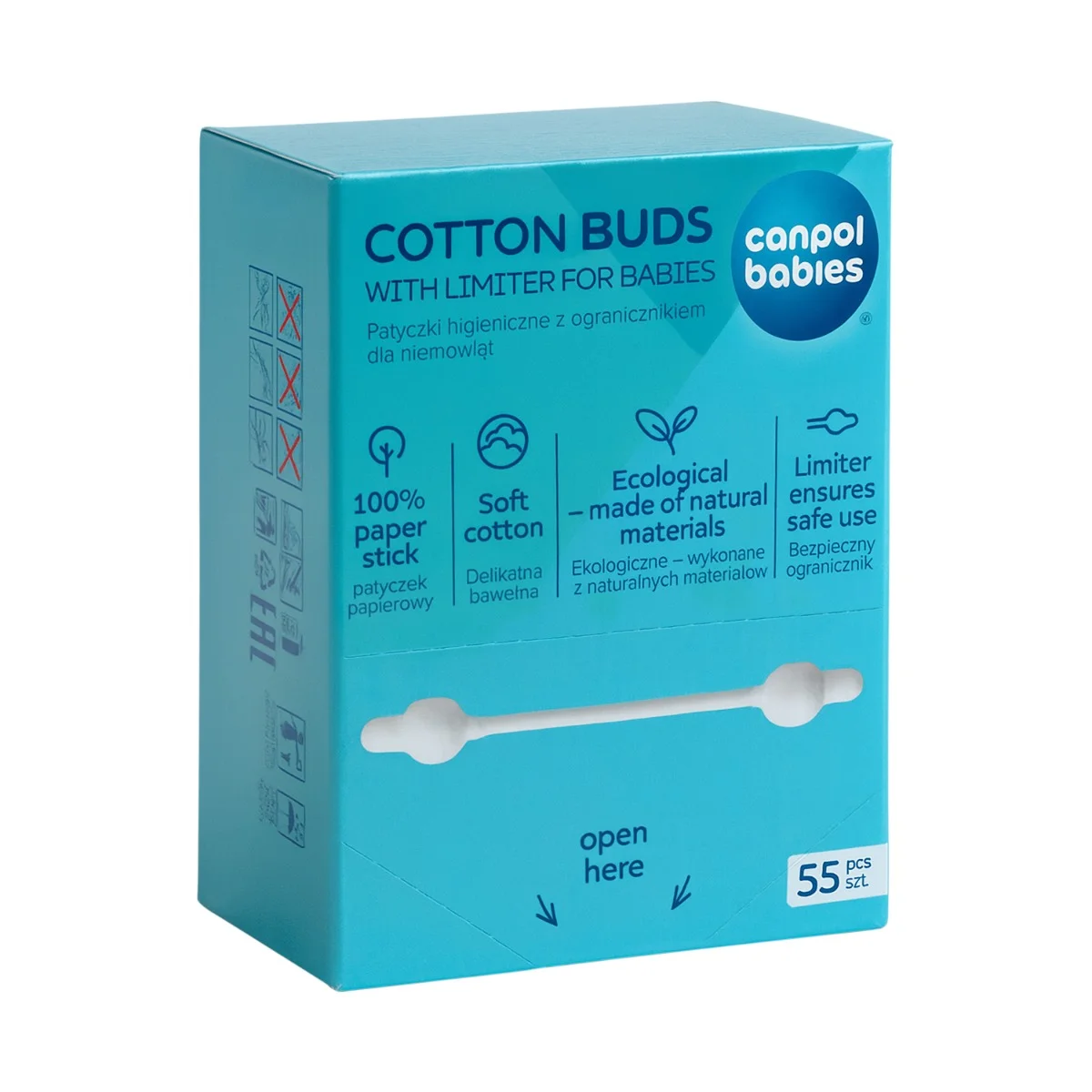 Canpol babies bezpieczne patyczki higieniczne dla niemowląt 55 szt.