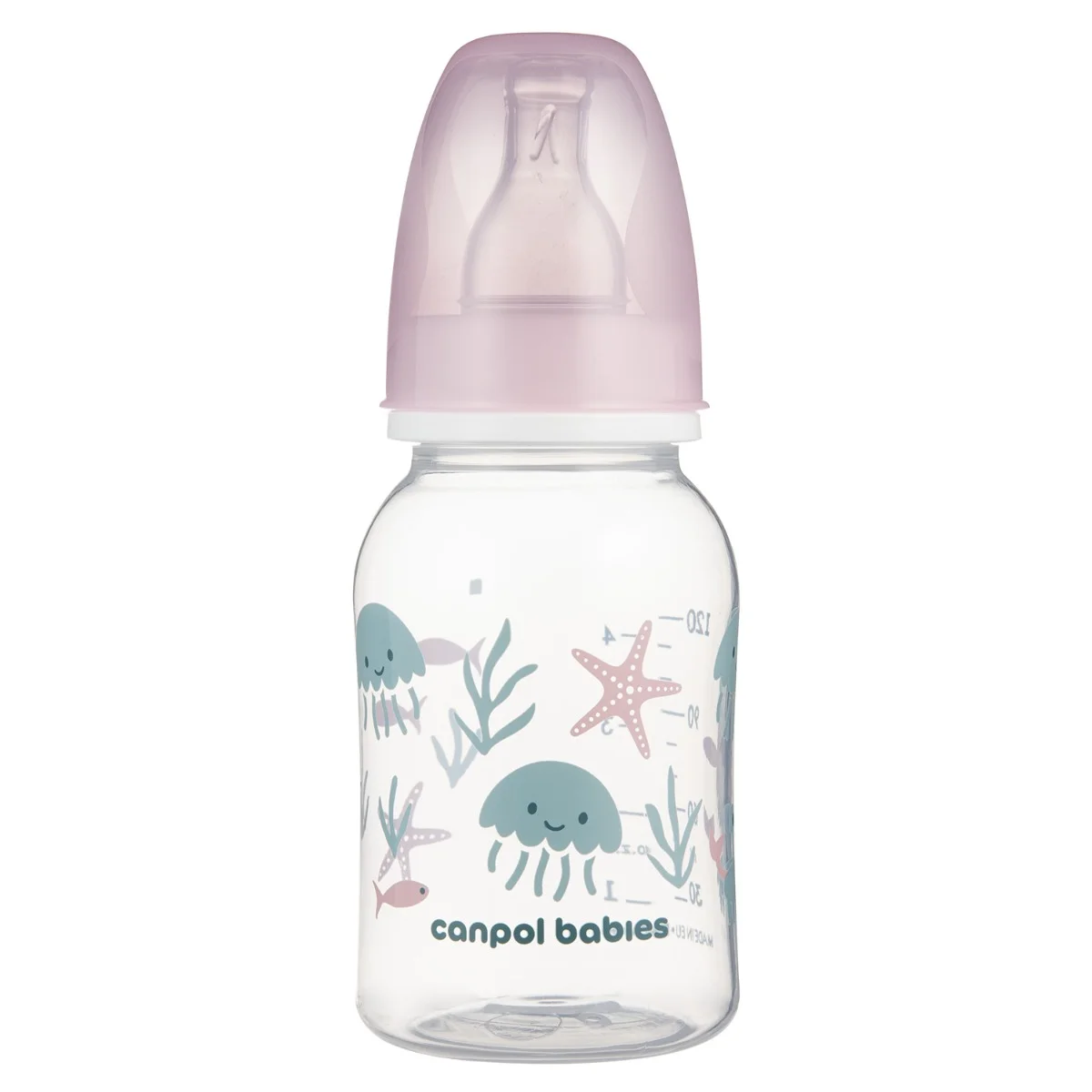 Canpol babies Butelka wąska 120ml PP LOVE&SEA​ różowa