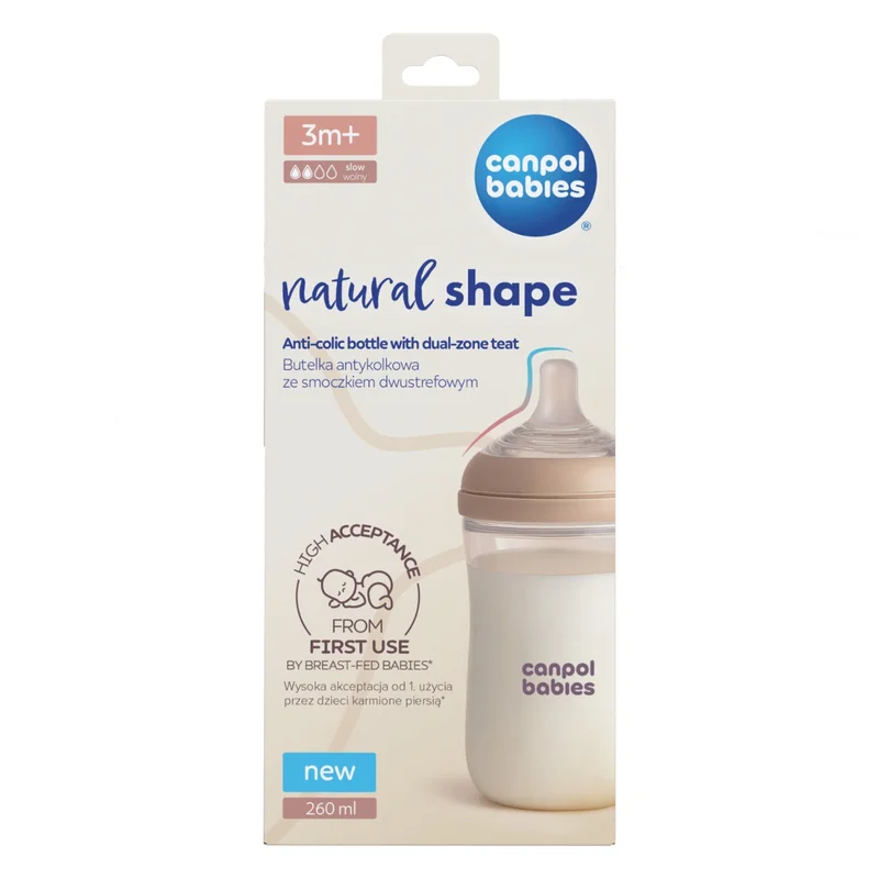 Canpol babies Butelka Natural Shape ze smoczkiem dwustrefowym 260 ml