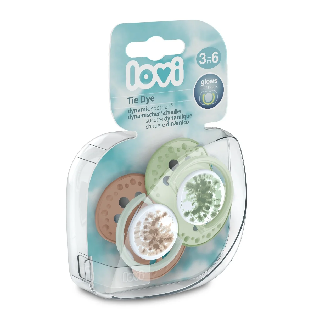 Smoczek silikonowy dynamiczny LOVI 3-6m 2 szt. Tie Dye Green