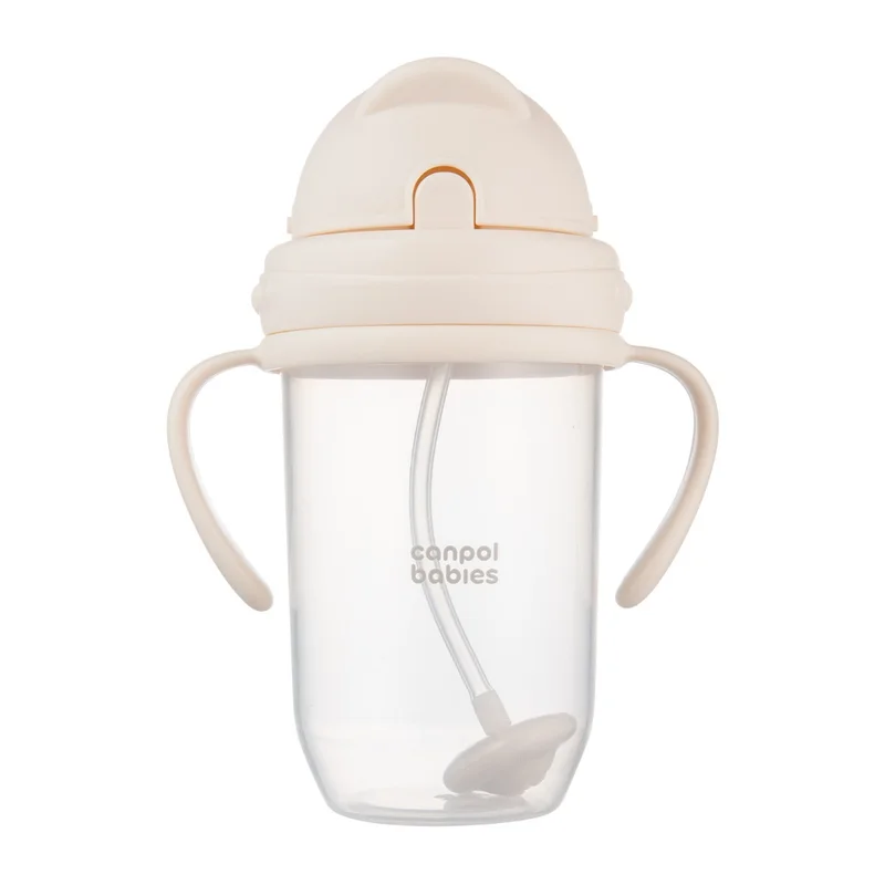 Canpol babies Kubek niekapek z rurką i odważnikiem 270 ml kremowy