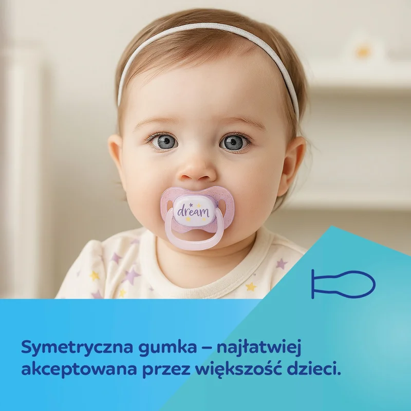 Canpol babies Smoczek uspokajający silikonowy symetryczny 0-6m NightGlow 2szt róż​