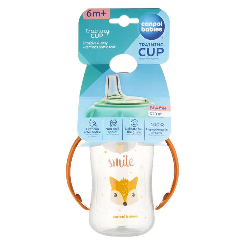 Canpol babies Kubek treningowy z miękkim ustnikiem 320ml CUTE ANIMALS