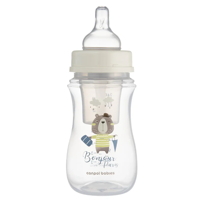 Butelka szeroka antykolkowa Canpol babies 240 ml PP EasyStart BONJOUR PARIS niebieska