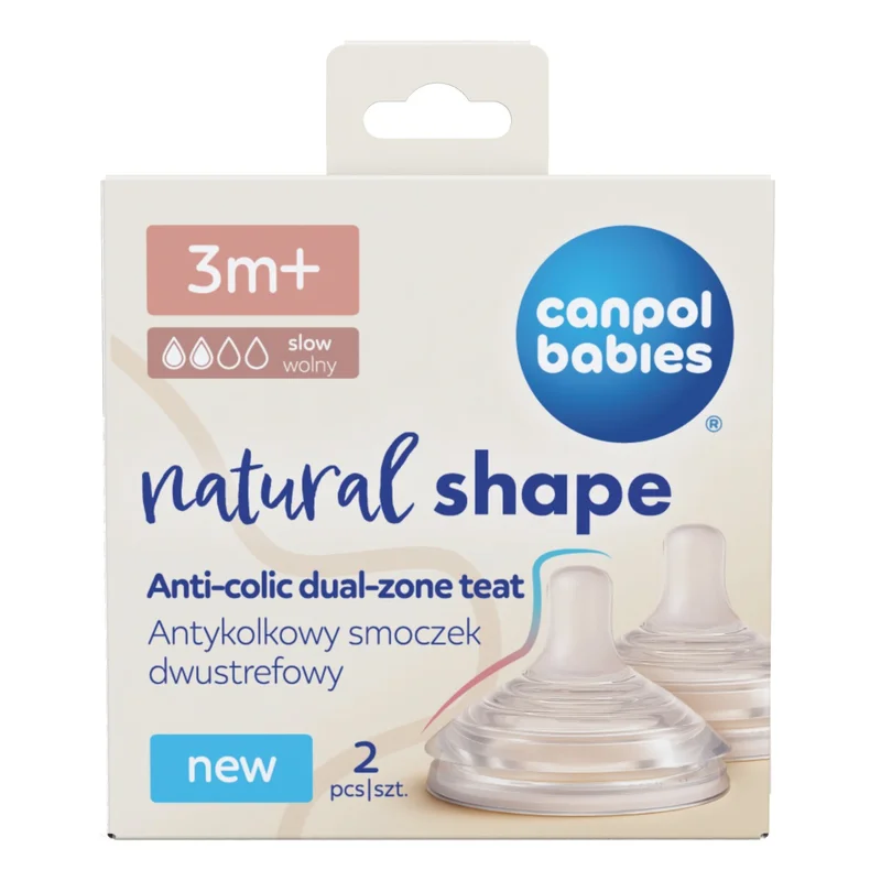 Canpol babies Antykolkowy smoczek dwustrefowy Natural Shape 3m+ 2szt.