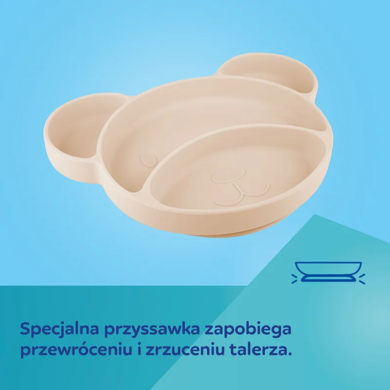 Silikonowy trójdzielny talerzyk Canpol babies z przyssawką MIŚ