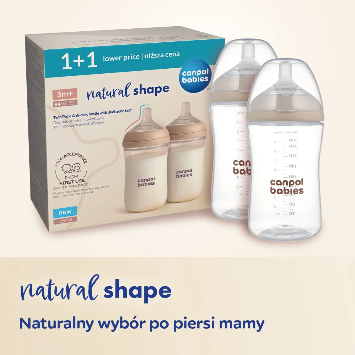 Canpol babies Dwupak Butelka Natural Shape 150 ml