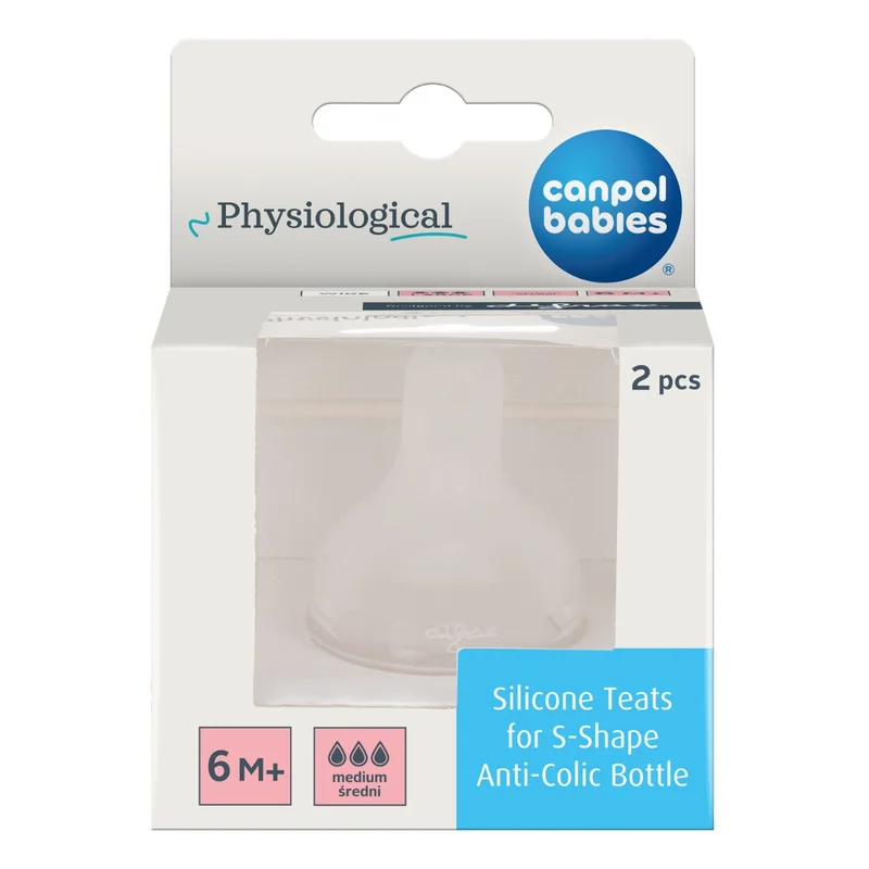 Canpol babies Smoczek silikonowy do butelki S-shape L (średni) 2 szt.