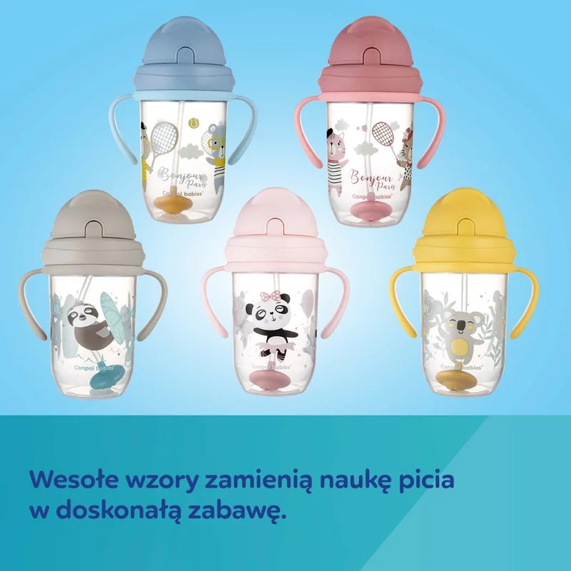Kubek niekapek z rurką i odważnikiem Canpol babies 270 ml EXOTIC ANIMALS