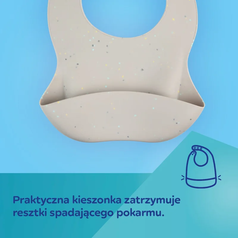 Śliniak silikonowy Canpol babies z kieszonką DOTS