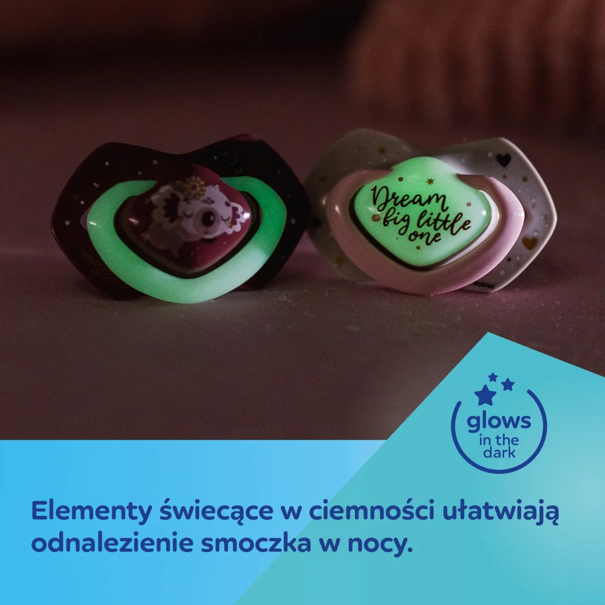 Canpol babies Smoczek silikonowy 0-6m symetryczny świecący w ciemności SLEEPY KOALA 2szt.