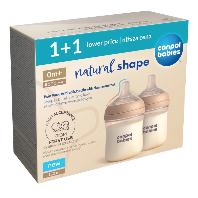 Canpol babies Dwupak Butelka Natural Shape 150 ml