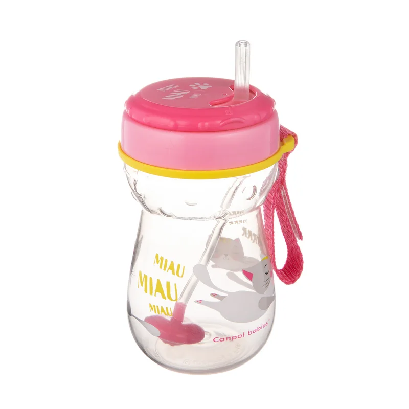 Canpol babies Bidon ze składaną rurką silikonową z odważnikiem 350ml KOTEK