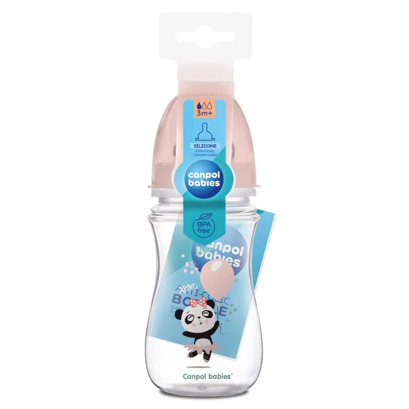 Butelka szeroka antykolkowa Canpol babies 240 ml PP EasyStart EXOTIC ANIMALS różowa