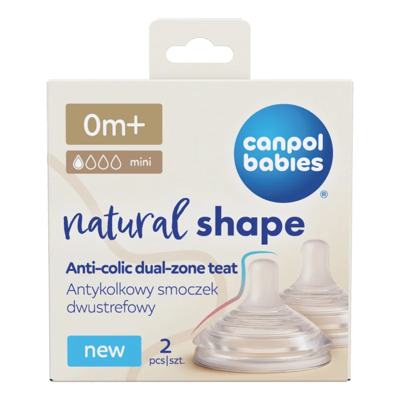 Canpol babies Antykolkowy smoczek dwustrefowy Natural Shape 0m+ 2szt.