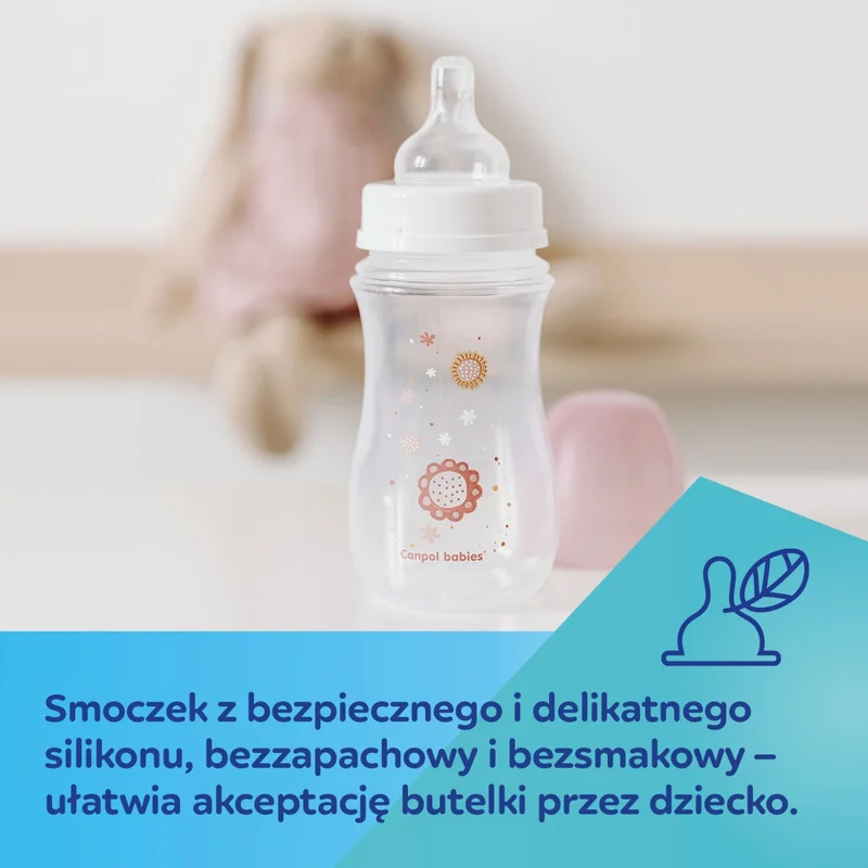 Butelka szeroka antykolkowa Canpol babies 120ml PP EasyStart NEWBORN BABY różowa